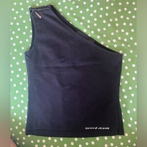DKNY Black Asymmetrical Tank Top